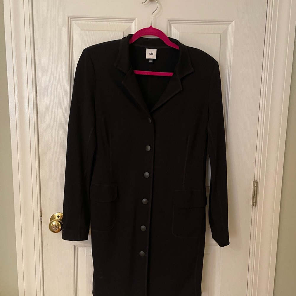CAbi Black Ponte Knit Long Jacket